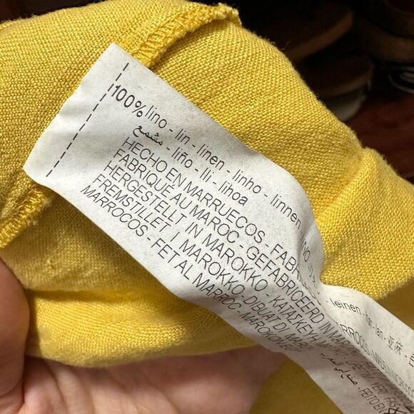 Zara Linen Yellow Button Up Blouse Top - Picture 6 of 6